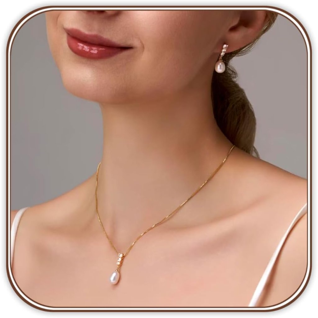 Pearl Jewelry Set For Women Freshwater Aaaa Pearl Pendant Necklace & Earrings 18